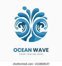 Water splash logo design template. blue ocean waves symbol