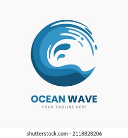 Water splash logo design template. blue ocean waves symbol