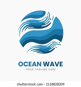 Water splash logo design template. blue ocean waves symbol