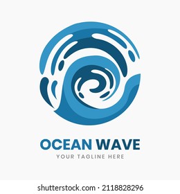 Water splash logo design template. blue ocean waves symbol