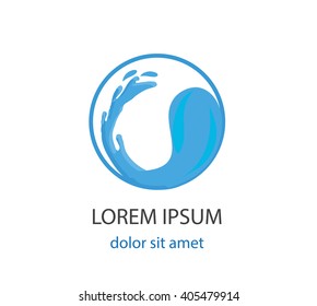 Water splash logo design template, vector illustration