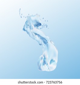 Water splash on blue background. Realistic liquid vector illustration