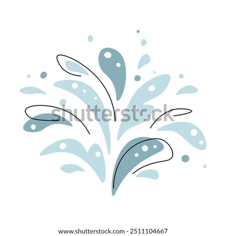 Water splash on isolated background. Water icon in flat style. Nature collection. Vector clipart for clothes, fabric, greeting cards, stickers, etc.