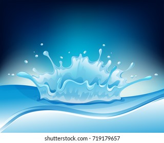Water splash on river illustration