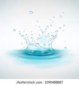 water splash on the water surface against a light background