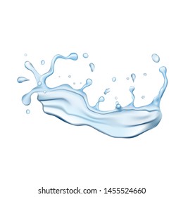 Water splash on white background, element for design, wave liquid. 