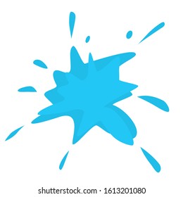 Water splash on white background, flat cartoon vector in monochromatic color. Aqua motion background in blue paint arts.
