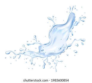 Barrido de agua sobre fondo blanco, ilustración vectorial realista para diseño gráfico y web