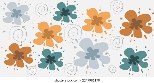 water splash ornament repeating in gray orange green colors used for fabric products, presentations, web