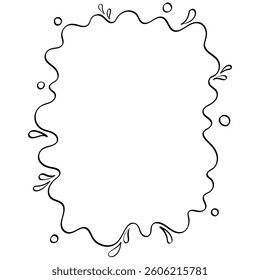 water splash oval frame handrawn outline style illustration