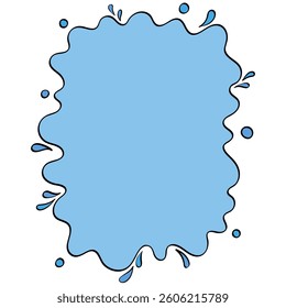 water splash oval frame handrawn line and color style illustration