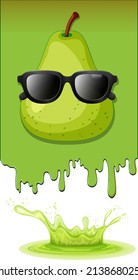 Una salpicadura de agua con una plantilla de fruta de pera en la ilustración de fondo blanco