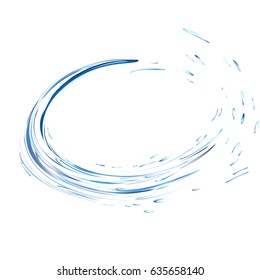 Water splash ring with drops isolated on white background. blue realistic aqua circle. top view. 3d illustration. Liquid surface backdrop created with gradient mesh tool. vector