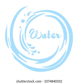 Water splash in round shape swirl frame. Vector Illustration