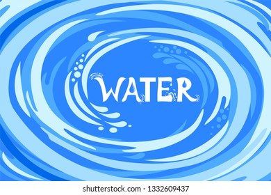 Water splash in round shape swirl frame. Horizontal Banner. Web banner design background for header Templates. Vector Illustration