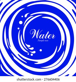 Water splash in round shape swirl frame. Vector Illustration