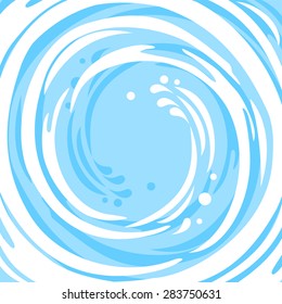 Water Splash In Round Shape Swirl Frame. Vector Illustration