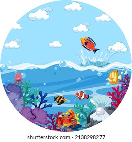 Escena de salpicaduras de agua con peces sobre fondo blanco