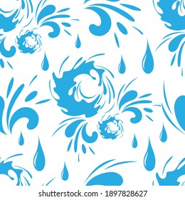 Water. Splash, splash. Seamless pattern. Vector image.