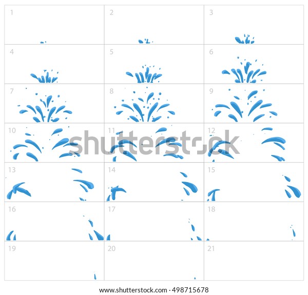 水スプラッシュシーケンスのアニメーションスプライトシート クリーンな背景にベクター画像フレーム のベクター画像素材 ロイヤリティフリー