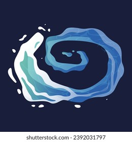 Water splash of set in flat cartoon design. In this image water splashes burst forth in a colorful style, offering a dazzling contrast to the mysterious atmosphere of background. Vector illustration.