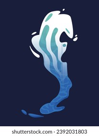 Wassersplash von Set in flachem Cartoon-Design. Diese bemerkenswerte Illustration veranschaulicht den Stil, der die anmutigen Wassersplash in einer launischen, dunklen Umgebung mit Leben erfüllt. Vektorgrafik.