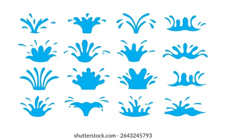 Water splash set. ing raindrops, waves and spill. Fresh aqua stream, puddles and splats. unexpected art form from moment of chaos water splash,  Victor illustration eps 10