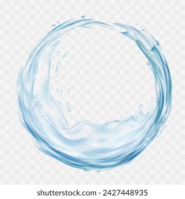 Water splash in the shape of a ring or circle. Template isolated on transparent background. Stock vector illustration