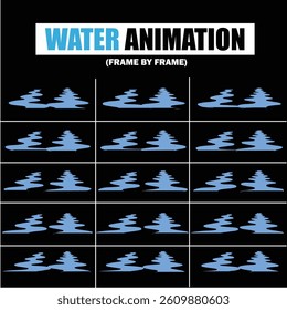 Water Splash, Shower Rain, Bubbles, Droplets, Drip, Flow, Wave, Burst, Explosion, Ripples, Curling Swirl – 2D Water FX Sprite Sheet Vector Pack for Games and Motion Graphics