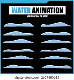 Water Splash, Shower Rain, Bubbles, Droplets, Drip, Flow, Wave, Burst, Explosion, Ripples, Curling Swirl – 2D Water FX Sprite Sheet Vector Pack for Games and Motion Graphics