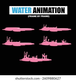 Water Splash, Shower Rain, Bubbles, Droplets, Drip, Flow, Wave, Burst, Explosion, Ripples, Curling Swirl – 2D Water FX Sprite Sheet Vector Pack for Games and Motion Graphics