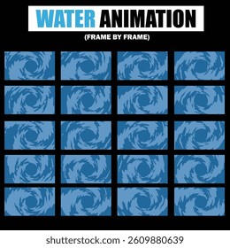 Water Splash, Shower Rain, Bubbles, Droplets, Drip, Flow, Wave, Burst, Explosion, Ripples, Curling Swirl – 2D Water FX Sprite Sheet Vector Pack for Games and Motion Graphics