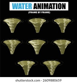 Water Splash, Shower Rain, Bubbles, Droplets, Drip, Flow, Wave, Burst, Explosion, Ripples, Curling Swirl – 2D Water FX Sprite Sheet Vector Pack for Games and Motion Graphics