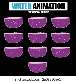 Water Splash, Shower Rain, Bubbles, Droplets, Drip, Flow, Wave, Burst, Explosion, Ripples, Curling Swirl – 2D Water FX Sprite Sheet Vector Pack for Games and Motion Graphics