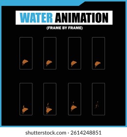 Water Splash, Shower Rain, Bubbles, Droplets, Drip, Flow, Wave, Burst, Explosion, Ripples, Curling Swirl – 2D Water FX Sprite Sheet Vector Pack for Games and Motion Graphics