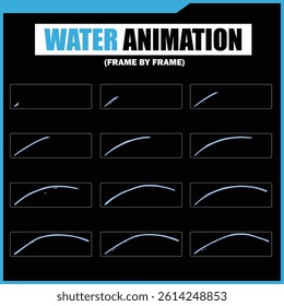 Water Splash, Shower Rain, Bubbles, Droplets, Drip, Flow, Wave, Burst, Explosion, Ripples, Curling Swirl – 2D Water FX Sprite Sheet Vector Pack for Games and Motion Graphics