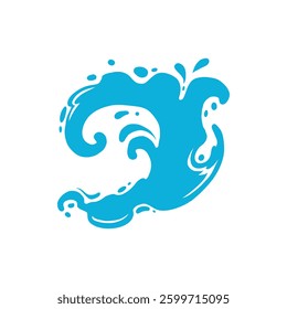 Water splash silhouette. Cartoon liquid water drops, flows and waves, black aqua splashes flat vector illustration icon. Water splash silhouettes on white backbround