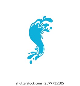 Water splash silhouette. Cartoon liquid water drops, flows and waves, black aqua splashes flat vector illustration icon. Water splash silhouettes on white backbround