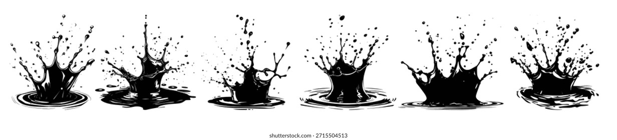 water splash silhouette set vector illustration