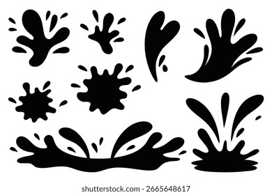 
Wassersplash Silhouetten Set Vektorgrafik auf weißem Hintergrund