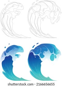 Water Splash Sketch Vector Illustration for VFX Cartoon Animation