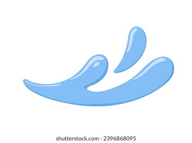Water splash, spatter. Fresh clean blue aqua splatter, wave, watery design element. Clear pure liquid, cold cool fluid in motion, spraying up. Flat vector illustration isolated on white background