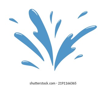 Water splash and spray. Aqua. Blue waves. Cartoon tears. Isolated raindrop or sweat, wet droplets of dew shapes.