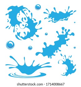 Water. Splash and spray. Set. Vector image.