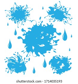  Agua. Esplash y spray. Establecer.Imagen vectorial.