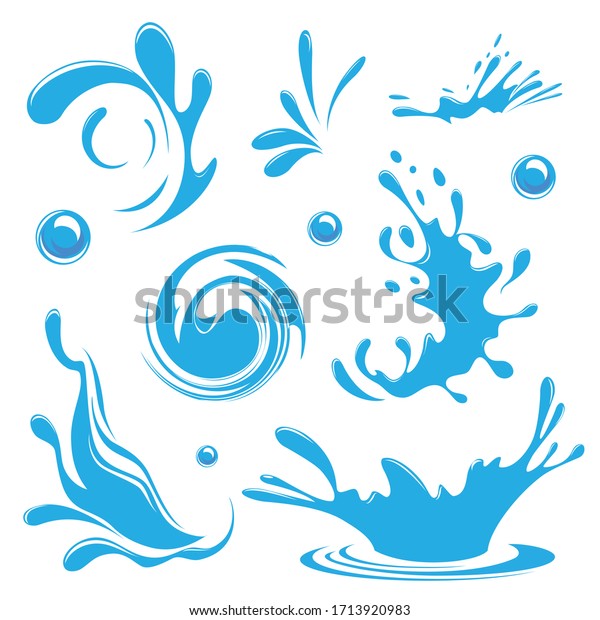 Water. Splash and\
spray. Set. Vector\
image.