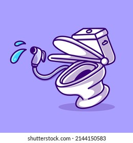 Water Splash From Toilet Cartoon Vector Icon Illustration. Cleanliness Object Icon Concept Isolated Premium Vector. Flat Cartoon Style