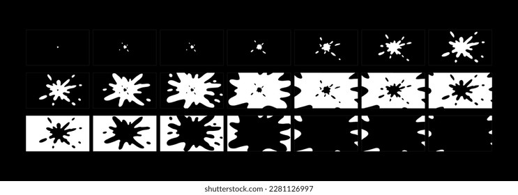 Water splash transition animation. Liquid motion shapes sprite sheet of ready for video game, cartoon, animation and motion design.