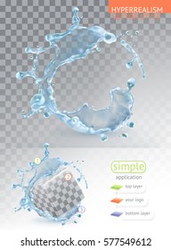 Water Splash With Transparency, Hyperrealism Vector Style Simple Application