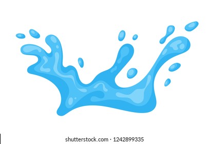 Water Splash. Vector Cartoon Illustration On White Background. Blue Aqua Wave. 